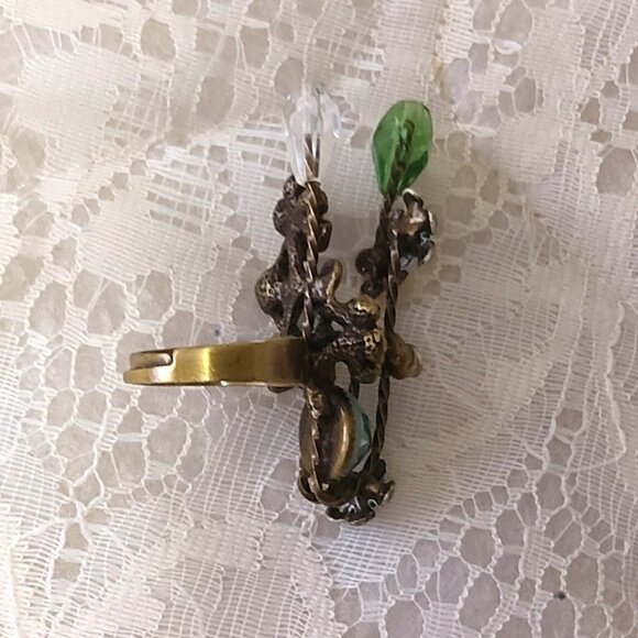 VTG NWOT Monet Girls Women Floral Design Cubic Zirconia Adjustable Vintage Ring - Picture 12 of 12